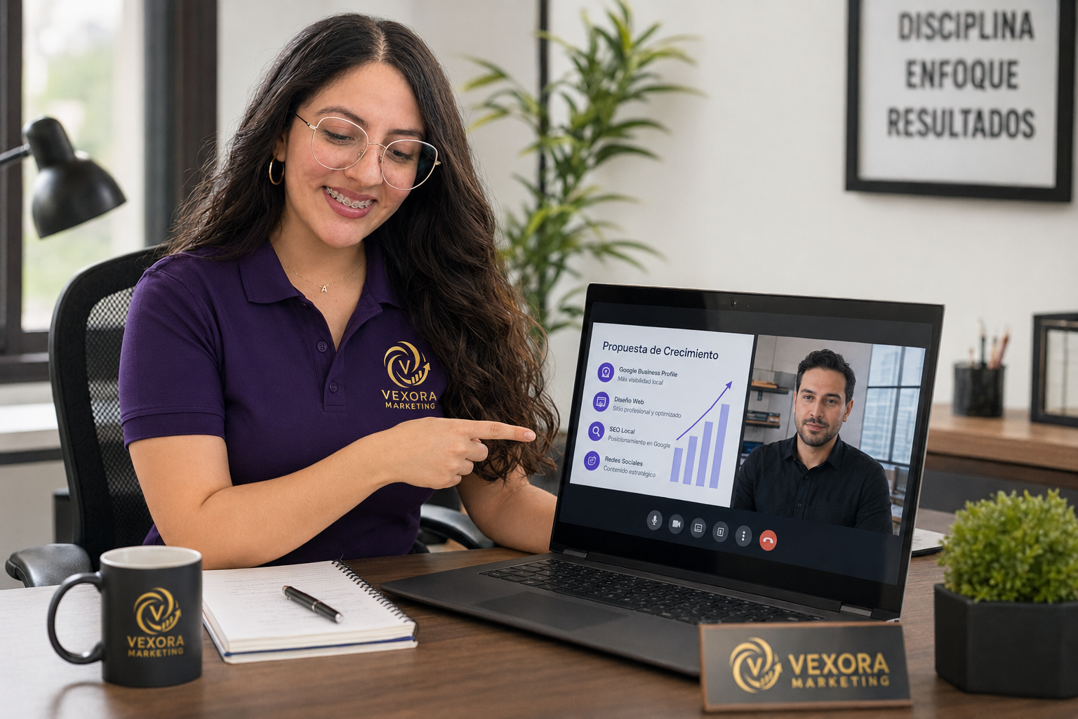 Vexora advisor meeting a client through a live video call